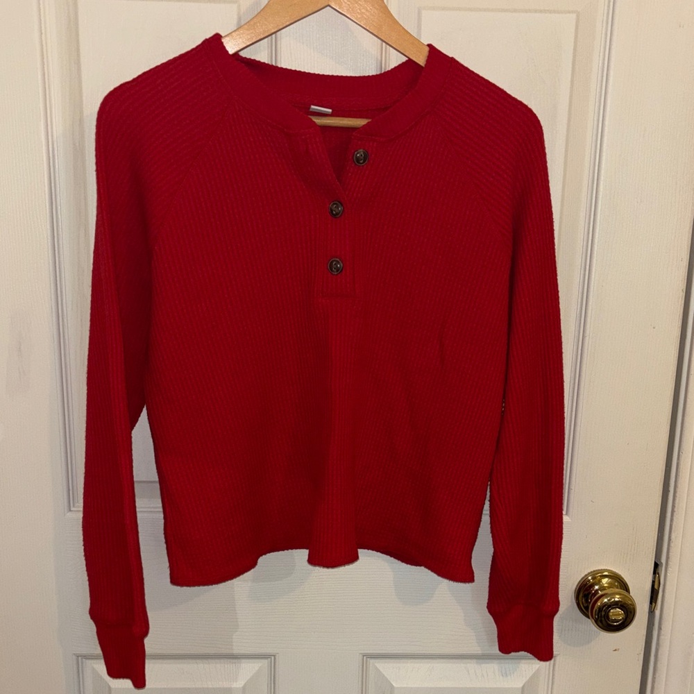 Old Navy Cropped Henley Plush Tee